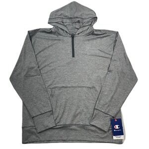 Champion All-Day MVP Quarter-Zip Hoodie Mens Large Railroad Gray Wicking $60 NEW